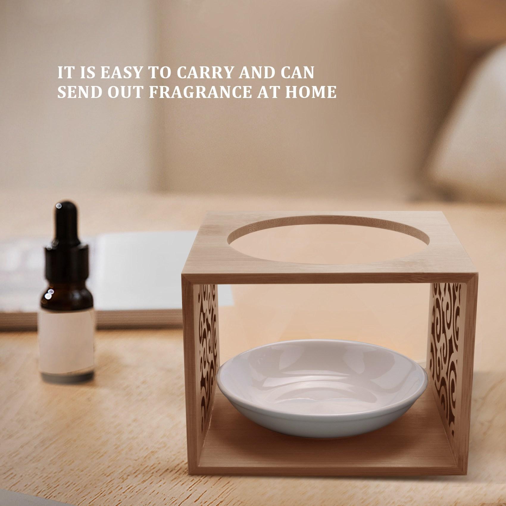 

M-Modern-Wooden Bamboo Hollow Fragrance Lamp Oil Furnace Aroma Burner Candle Holder Elegant And Attractive Home Office Decoratio