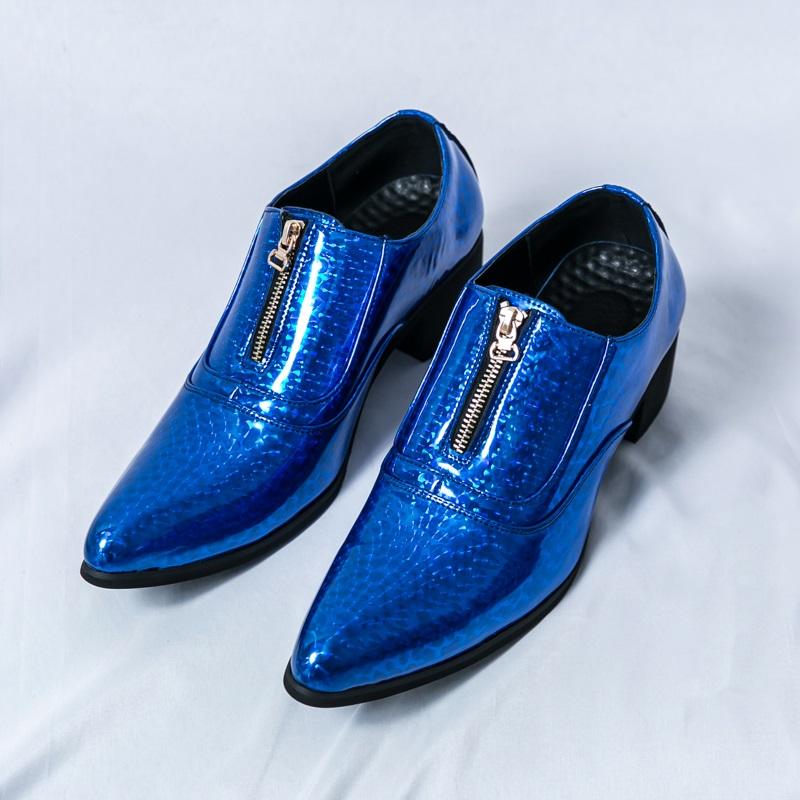 Fashion Fashion Men's Wedding Dress Patent Leather Shoes Male Gold Blue Black Prom Punk Rock Homecoming Oxfords Footwear Zapatos Hombre