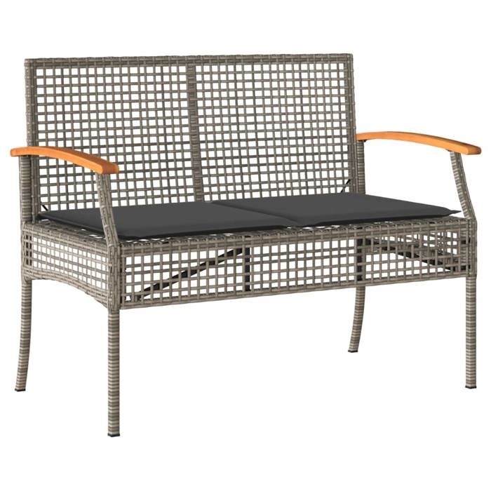 VidaXL Banc de Jardin avec Coussin, Siège de Patio, Chaise de Terrasse, Meuble de Parc Arrière-cour Balcon Extérieur, Gris 366256