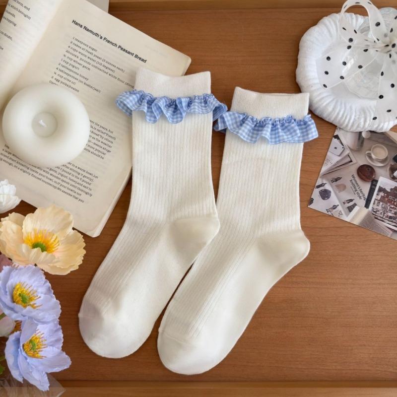 

Женские весенне-летние носки-гольфы с кружевом и бантом для балета из чистого хлопка 1 pair