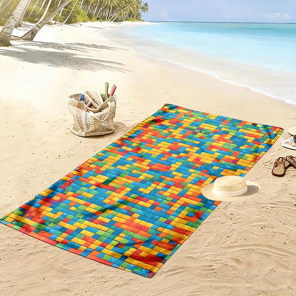 Colorful Mosaic Pattern Design Beach Towel Quick-drying for Travel Outdoor Sports Jogging Beach and Swimming