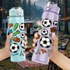 1PC Mixed Soccer Ball Seamless Print 750ml Color Plastic Sports Water Bottle Leakproof Flip Straw Lid Suitable for Sports Office Home Use