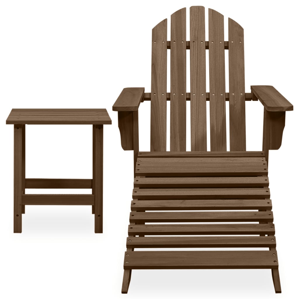 Vidaxl Adirondack Garden Chair with Footrest and Table, Fir