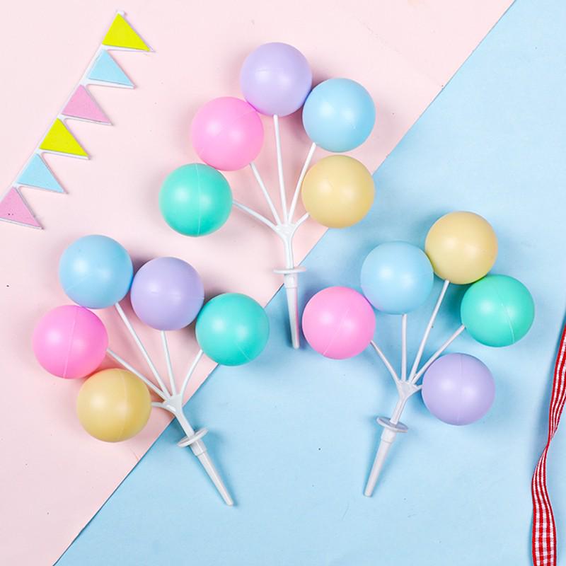 Retro Colorful Balloon Cake Toppers - Large Round for Children's Birthday Dessert Table