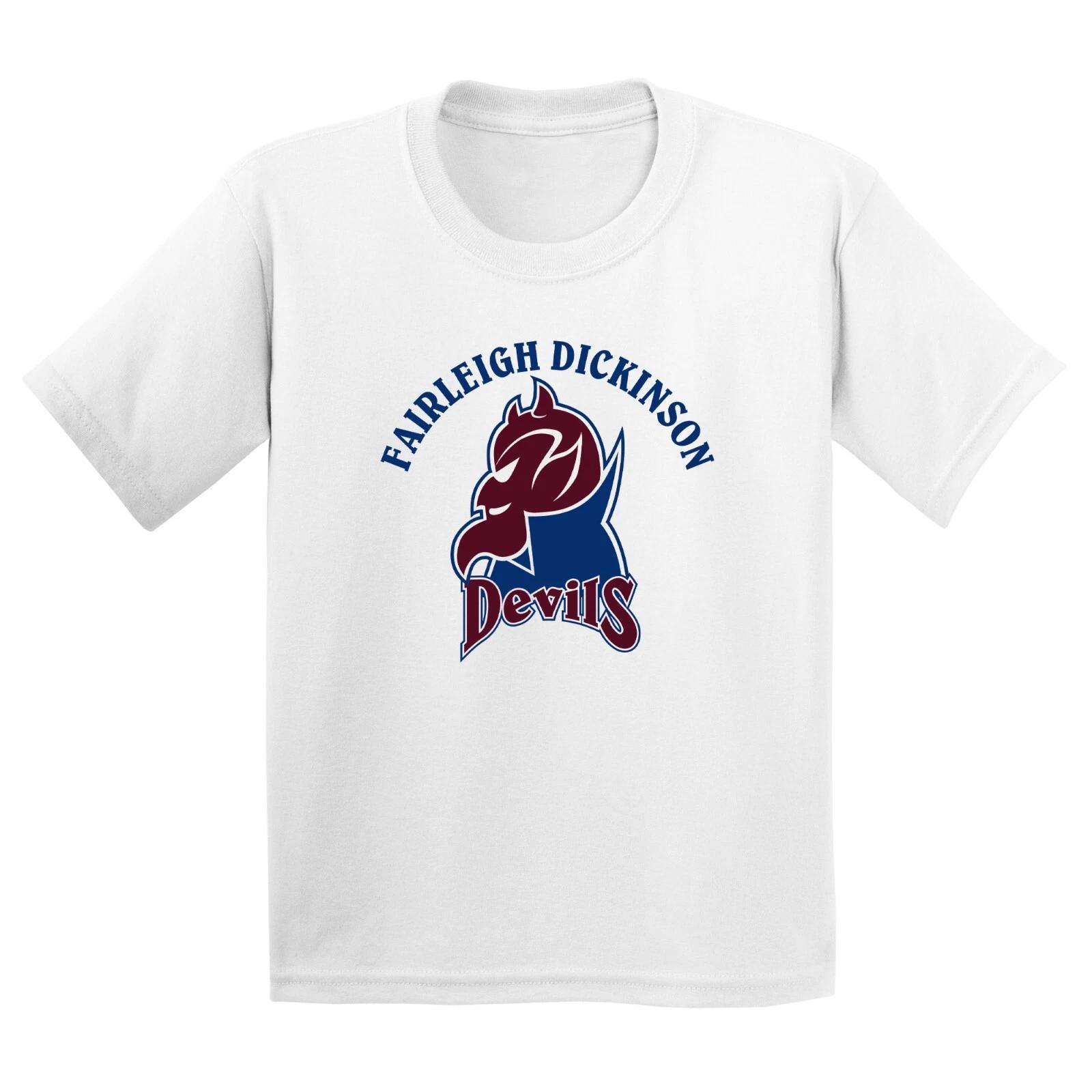 Fairleigh Dickinson Devils Arch Logo Licensed Unisex Youth T-Shirt - White 4XL