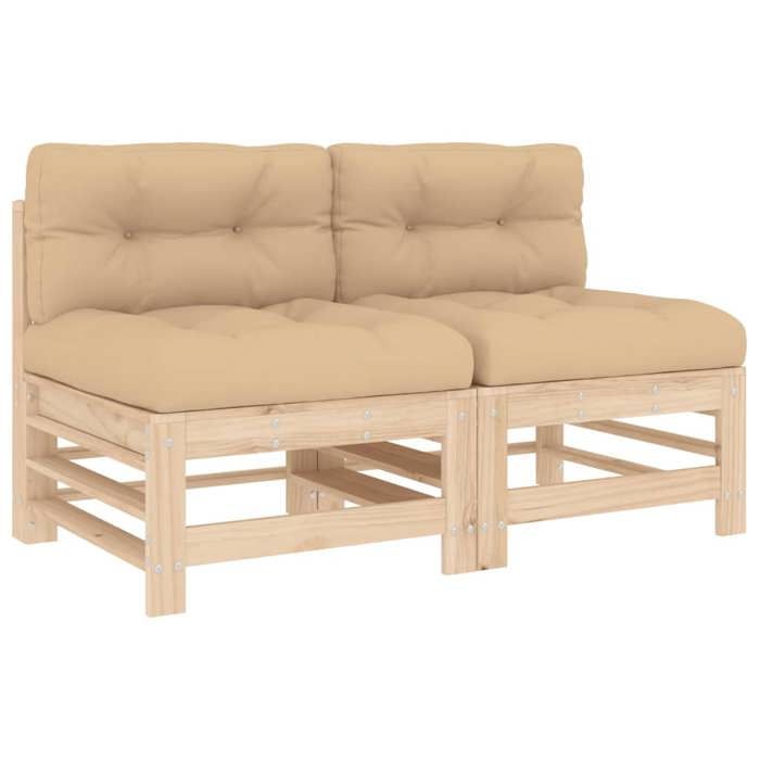 VidaXL Center Sofas with Cushions 2 Pcs Solid Pine Wood, Garden Sofa, Garden Seat, Outdoor Seat, Sofa 825688