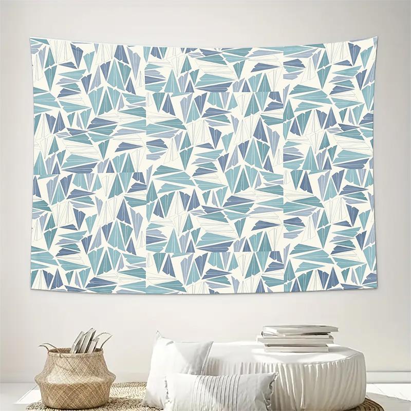 Ocean Wave Tapestry Blue Geometric Pattern Wall Hanging Coastal Home Decor Beach Theme Room Decor Aesthetic Room Tapestry Dorm R
