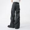 Producto Nuevo de Verano para Hombre, Pantalones Casuales Ligeramente Acampanados, Color Sólido con Caída, Mopa de Piso Plegada Estilo Americano