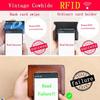 Men's RFID Blocking Genuine Leather Wallet  Vintage Short Multi Function Large Capacity Cow Skin Purse Money Clip