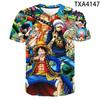 Summer Round Neck 3D Printed Anime "One Piece" Luffy Pattern Top Fashionable Casual Short Sleeved Children's Boy T-shirts