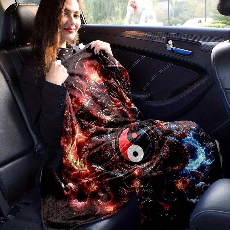 1pc Fire and Ice Yin Yang Dragons Blanket  Soft Throw for Home Decor, Perfect Gift for All Seasons, Living Room, Travel, Camping, Car Blankets