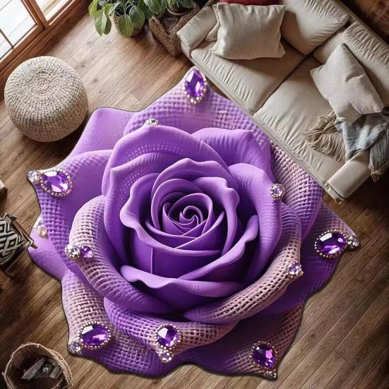Pluche 3D Bloementapijt Decoratief Absorberend Kleed Sneldrogend Tapijt Zachte Hoogpolige Antislip Mat voor Badkamer Slaapkamer Woonkamer