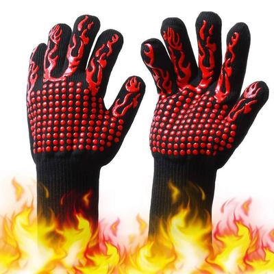 Grillhandschuhe mit Silikon-Anti-Rutsch-Streifen, hitzebeständige Ofenhandschuhe