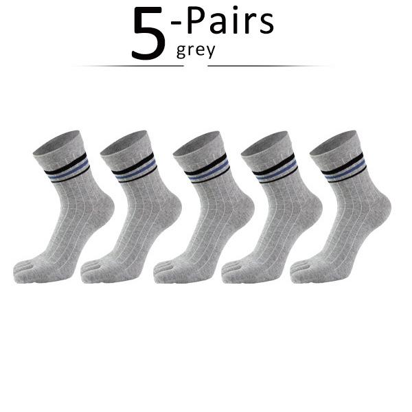 5 Pairs Man Short Five Finger Socks Pure Cotton Solid Business Striped Standard Breathable Socks With Separate Toes  Sell