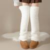 Winter Thicken Warm Coral Fleece Leg Warmer Windproof Knee Protection Socks Velvet Plush Foot Cover Thermal Stockings Boot Cuffs