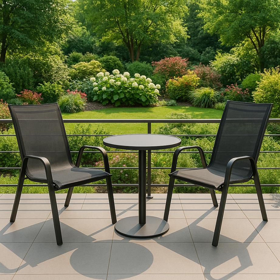 4 x GARTENSTUHL FÜR TERRASSE Balkon GARTEN Sessel Metall Modern Set