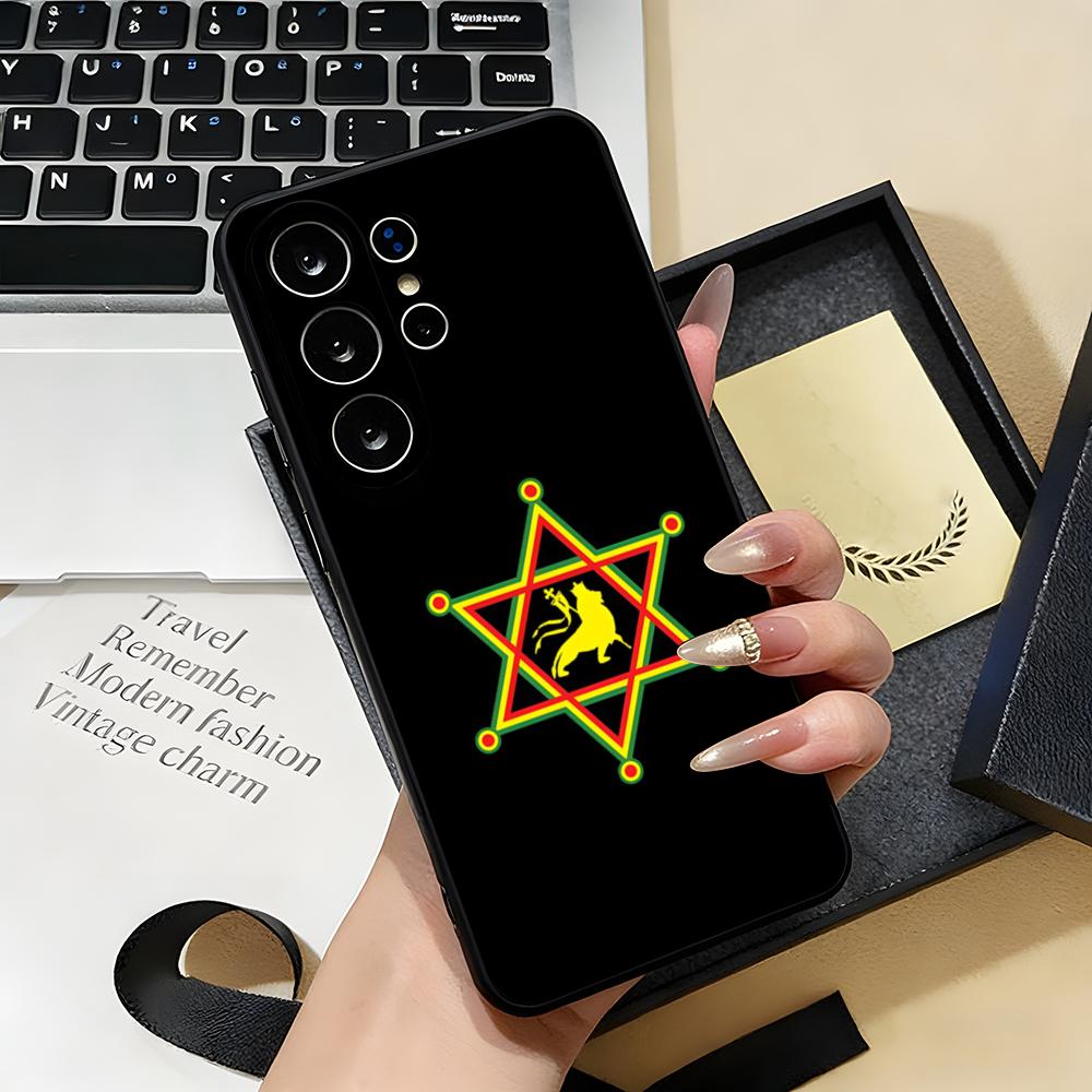 Rastafari Lion Logo Phone Case For Samsung S26 S25 S24 FE S23 S22 S21 Plus S20 Ultra Note20Ultra Black Soft Shell