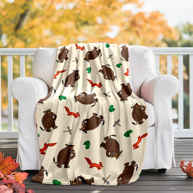 Coperta stampata a tema Il Gruffalò - Perfetta per divano, letto, viaggi e uso all'aperto | Lavabile in lavatrice, accogliente e resistente.