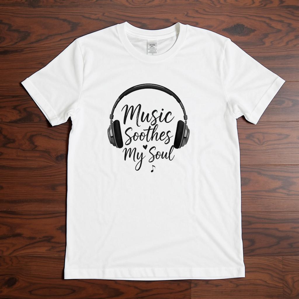 Music Soothes My Soul T-Shirt | Headphones Graphic Tee | Music Lover Gift Shirt