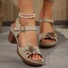 2025 Nové Módní Dámské Sandály s Otevřenou Špičkou s Květinovými Dekoracemi, Vyznačující se Designem Silné Podrážky a Pohodlným Neformálním Nošením