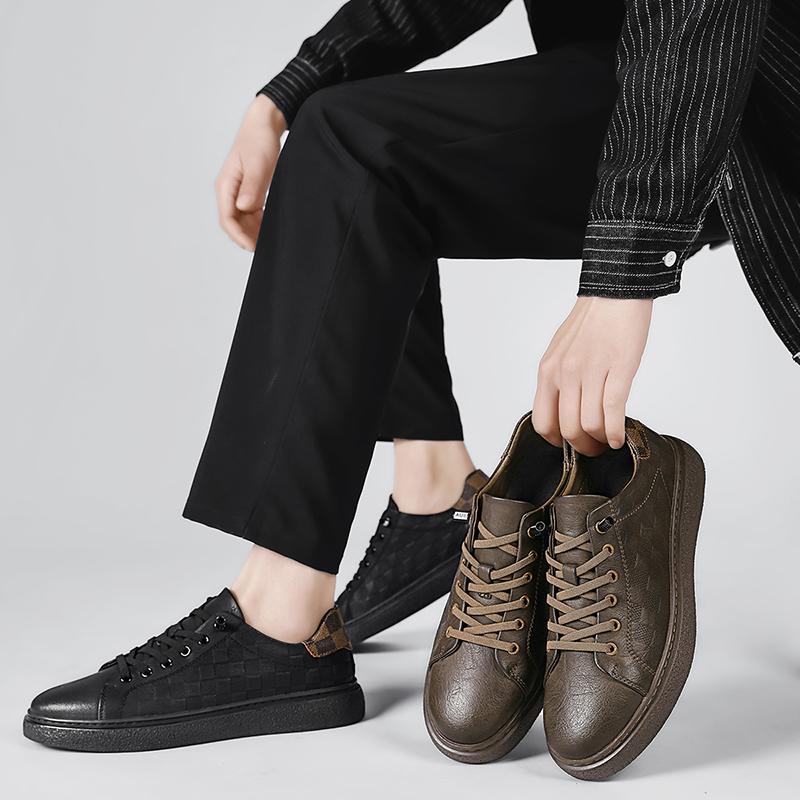 Scarpe da Ginnastica Antiscivolo da Uomo alla Moda per Esterno Uomo Suola Morbida Uomo Traspiranti Piatte Fatte a Mano alla Moda Scarpe da Skateboard Nuove Scarpe Casual in Pelle da Uomo