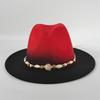 Gradient Color Fedora Wide Brim Felt Panama Hat with Belt Fedora Hat Men and Women for Painted Party Jazz Felt Hat Wholesale