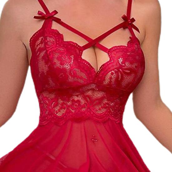 1 sada Playsuit Kalhotky Set Průhledná síťovina Nízký střih krajková mašlička Bez rukávů Bez rukávů A-line Hollow Out Měkké pornografické tenké elastické noční prádlo