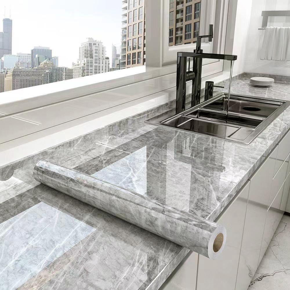 Waterproof and moisture-proof wallpaper countertop self-adhesive oil proof film stove cabinet ceramic tile marble sticker