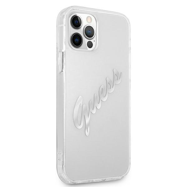 Guess Guhcp12Lktrsvsi Iphone 12 Pro Max 6,7 Transparent Hardcase Vintage Script Silver