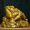 Yuanbao Goldene Kröte Messingstatue Dreibeinige Geldkröte mit Münze und Barren Traditionelle Chinesische Feng Shui Reichtumsskulptur für Zuhause Büro Geschäft