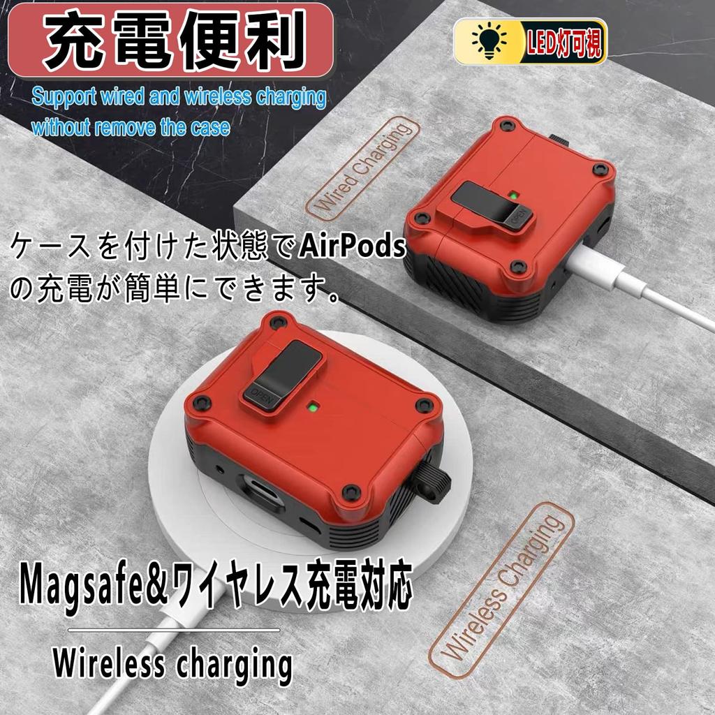 OJBSEN AirPods Case AirPods Pro 1st Generation Case with Safety Lock Automatic Button Hard TPU Airpods Pro Cover Magsafe Wireless Charging Compatible