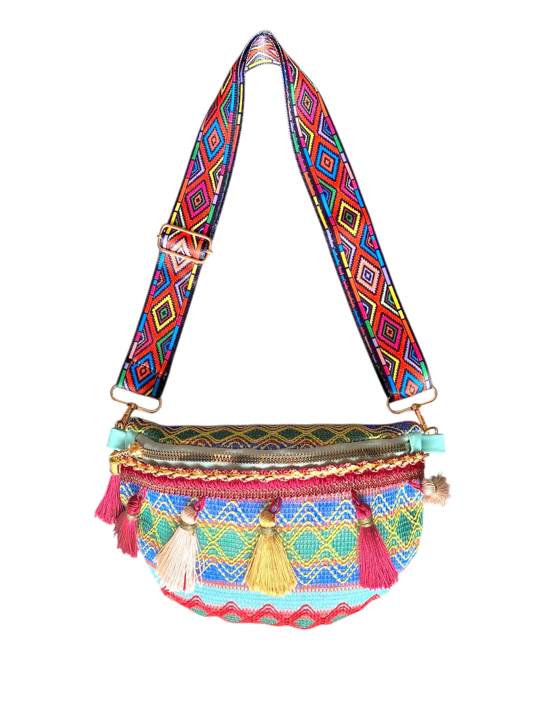 [KOCHI25] Стильная богемная сумка Поясная сумка с кисточкой для женщин (мятный)