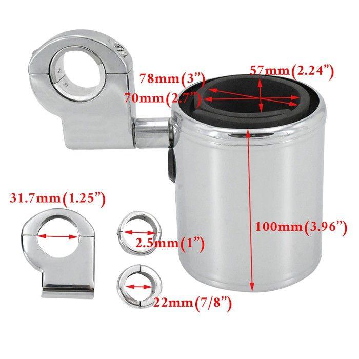 Suport sticlă / suport pahar universal Costum pentru toate ghidoanele de motocicletă negru