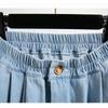 Dimanaf Plus Size Skirts Denim Buttons Fashion Patchwork Women Skirt Blue Short Skirt Loose 3XL 5XL