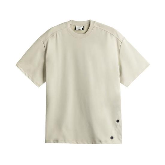 

Мужская футболка с круглым вырезом, коротким рукавом, повседневные топы с застегивающимся на пуговицы краем, мягкие легкие пуловеры, домашняя спортивная одежда для улицы M абрикосовый