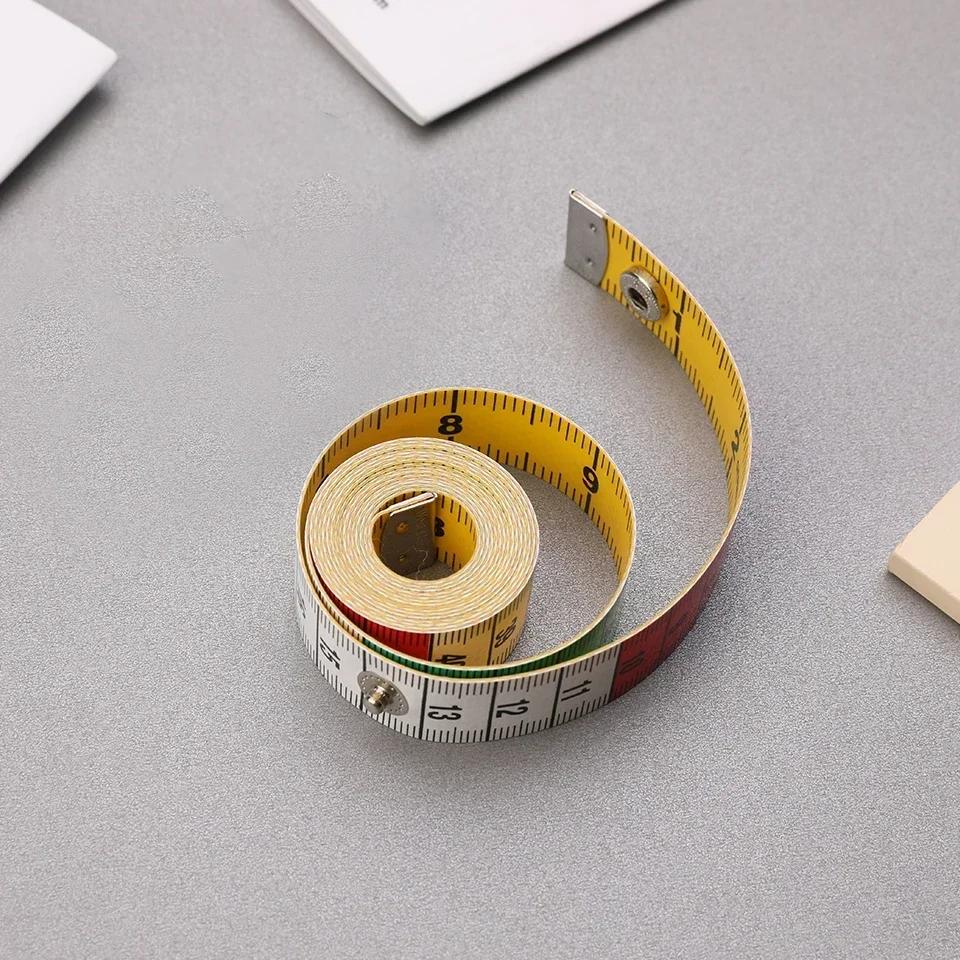 1Pc Quality Soft Tape with Snap Fasteners Soft Multicolor Measuring Tape Dual Sided Tape Measure Needlework Sewing Tool