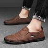 Fashion 2025 Men's Braided Casual Leather Shoes Triple-Color Woven Design with Anti-Slip Oxford Sole Daily Wear Loafers Plus Size 38-48