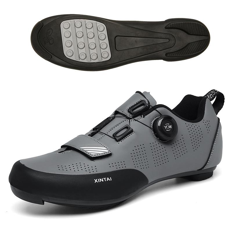 Outdoor Cycling Shoes Breathable Bicycle Shoes Men'S And Women'S Rotating Buckle Mountain Lock Highway Lock Unlocked Leather Surface