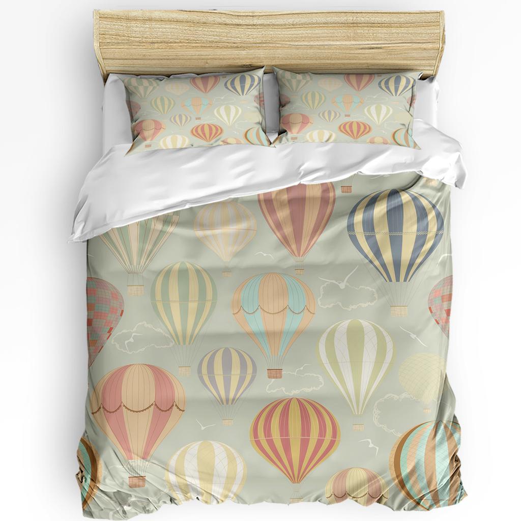 3pcs Bedding Set Cartoon Hot Air Balloon Home Textile Duvet Cover Pillow Case Boy Kid Teen Girl Bedding Covers Set