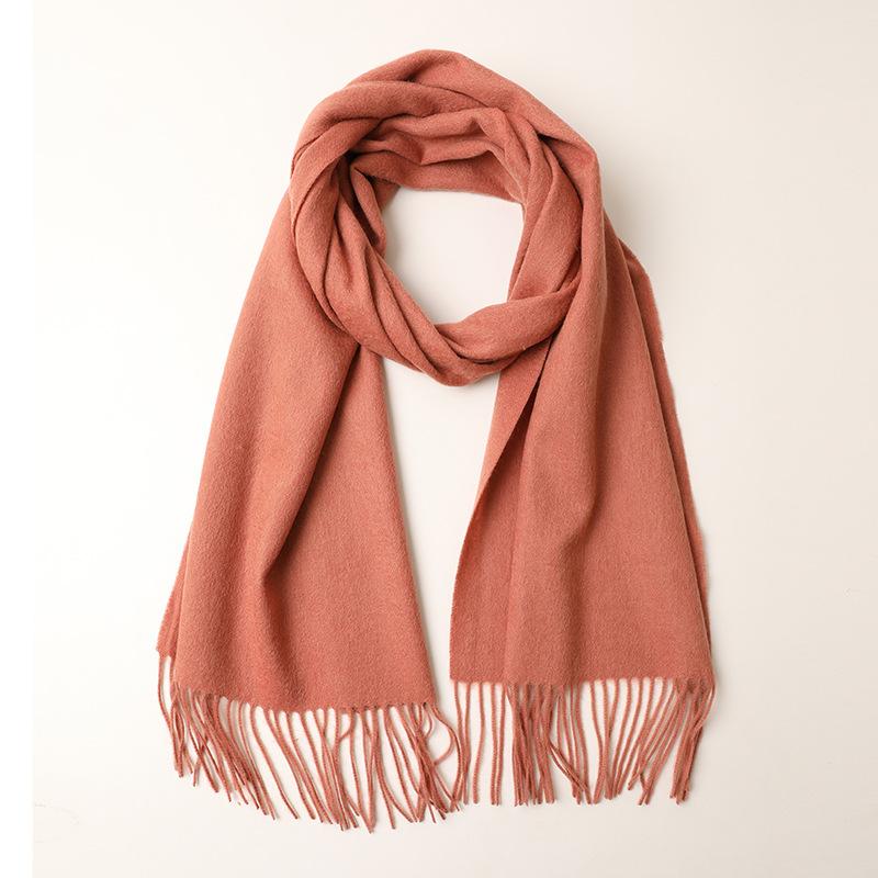 40 wide wool plain long scarf autumn and winter long beard warm plain shawl men's and women's scarf batch