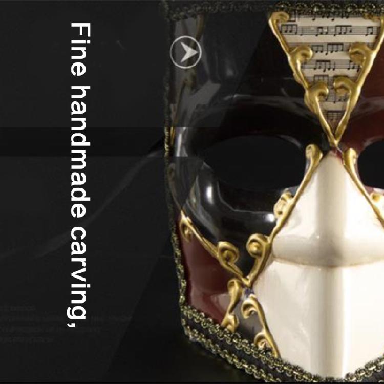 Artisanal Full Face Carnivals Masquerade Mask Men's Lace Trim Venetian Phantom Look Eyemask with Ribbon for Festivities