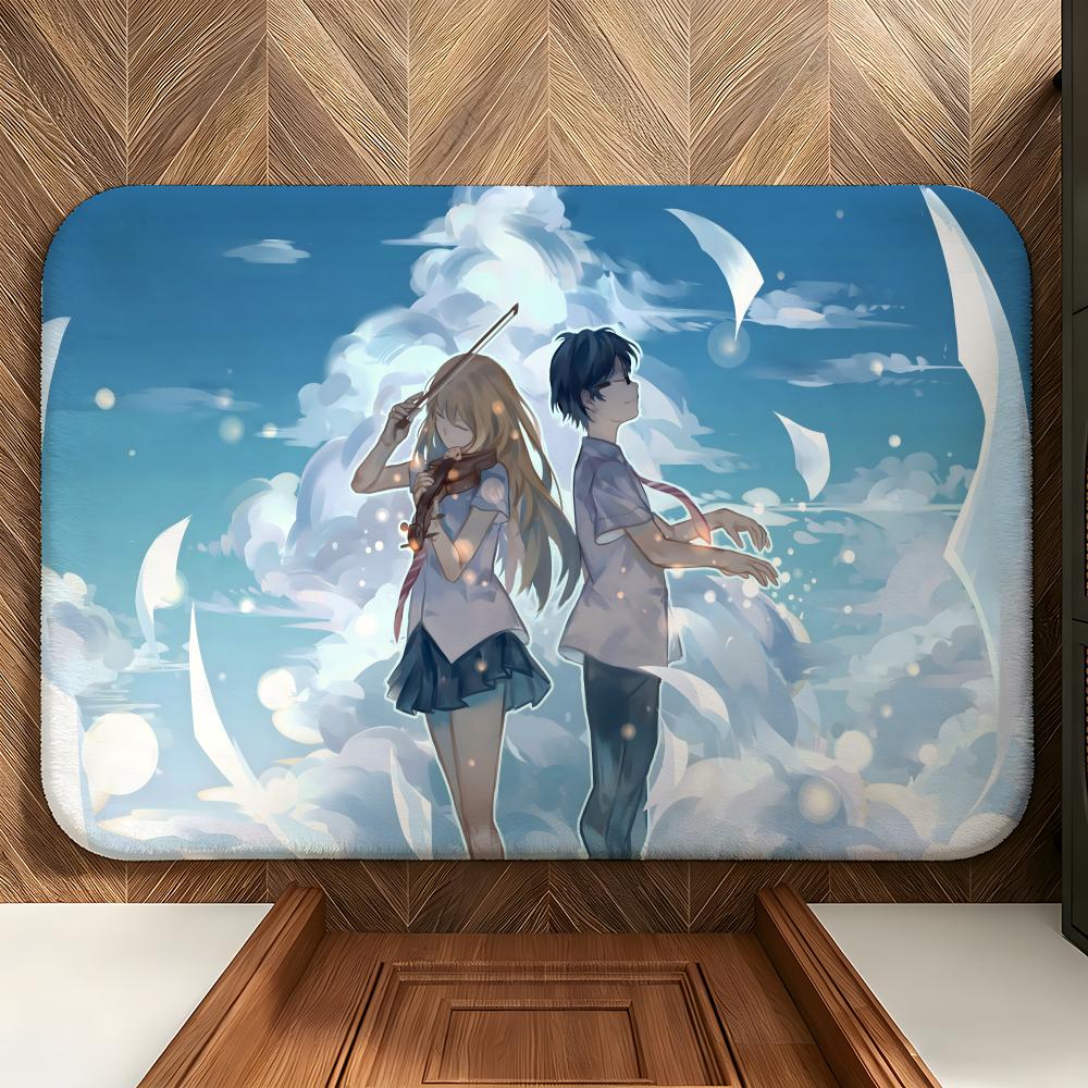 Anime Y-Your Lie In A-April Floor Mat Soft Flannel Floor Mat Suitable for Entryways, Living Rooms, Bedrooms, and Bathrooms