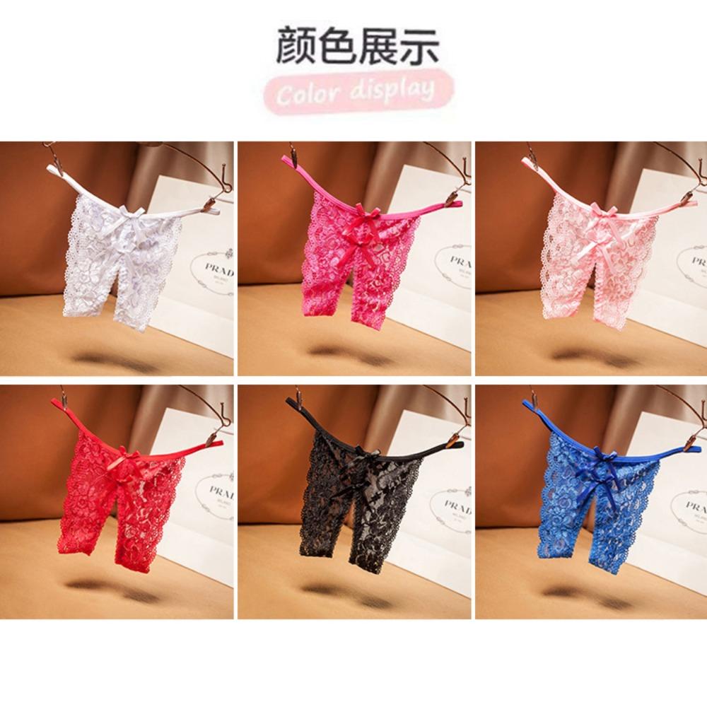 Sexy Big Crotch Thong Ladies Transparent Lace Sexy Underwear Panties Open Crotch Panties