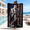 Knightly Valor And Patriotism Beach Towel, Microfiber Beach Towel, Perfect For Pool, Beach, Travel, Home Decor Beach Party Fan gifts