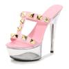 Women's Platform Sandals Gold Rivet Sexy Clear Platform Sandals Crystal Flower Sandals LFD-190-38