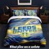 Leeds United Fußball Design Bett Bettwäsche Set 1 Bettbezug + 2 Kissenbezüge Weich Atmungsaktiv Haushalt Bettwäsche
