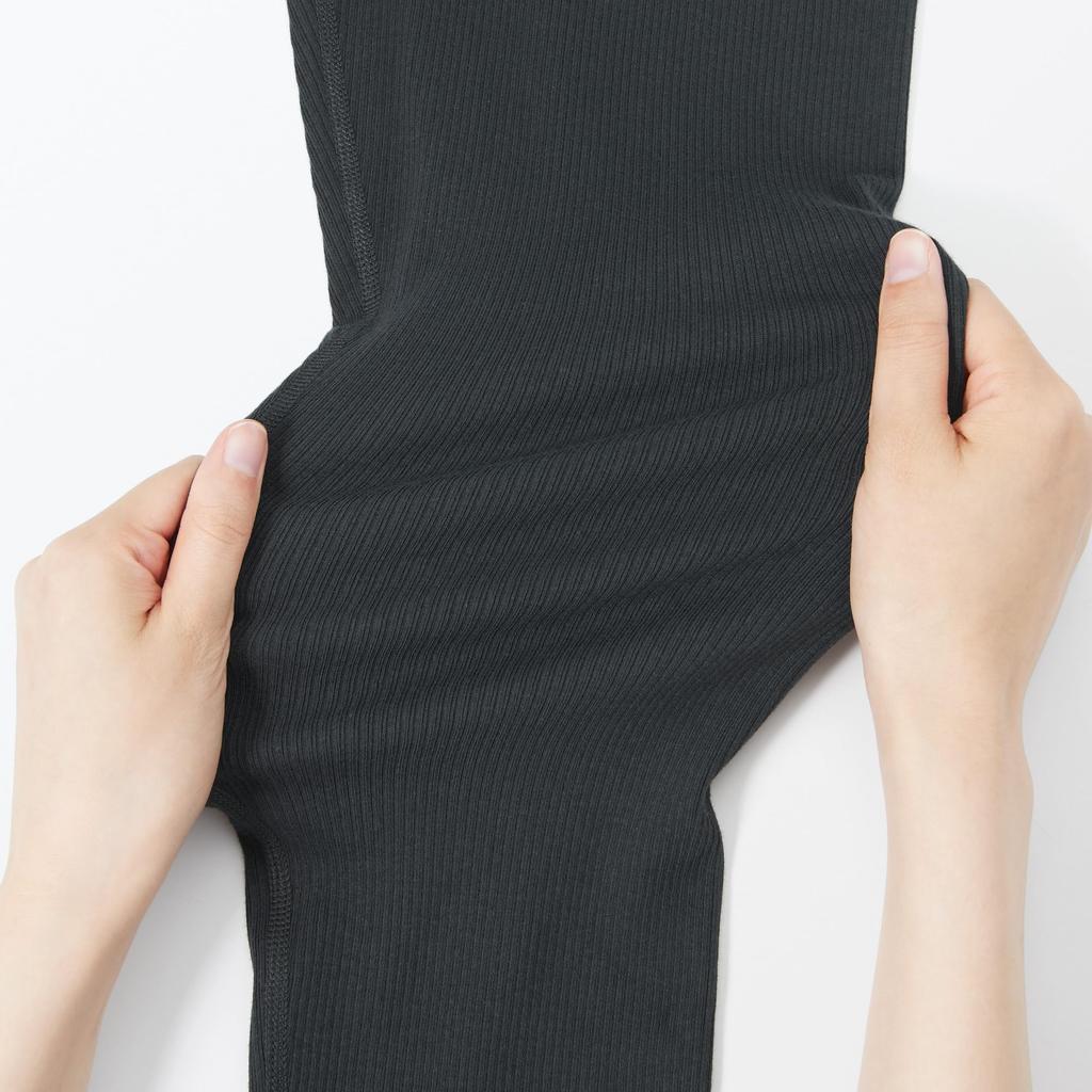 MUJI Stretch Ribbed Leggings DGA14A6S Grayish Brown XL Women's (Full Length)