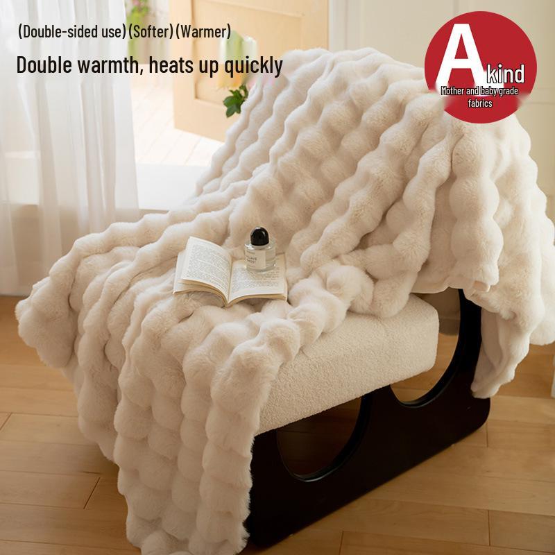 Verdickte Flanell-Winterdecke: Kaninchenhaar, Korallenfleece-Schal für Büronap, Klimaanlage und Sofanutzung