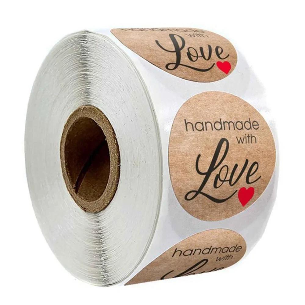 500pcs handmade with Love Stickers Baking label wedding sticker party label decoration envelope seal stationery black sticker
