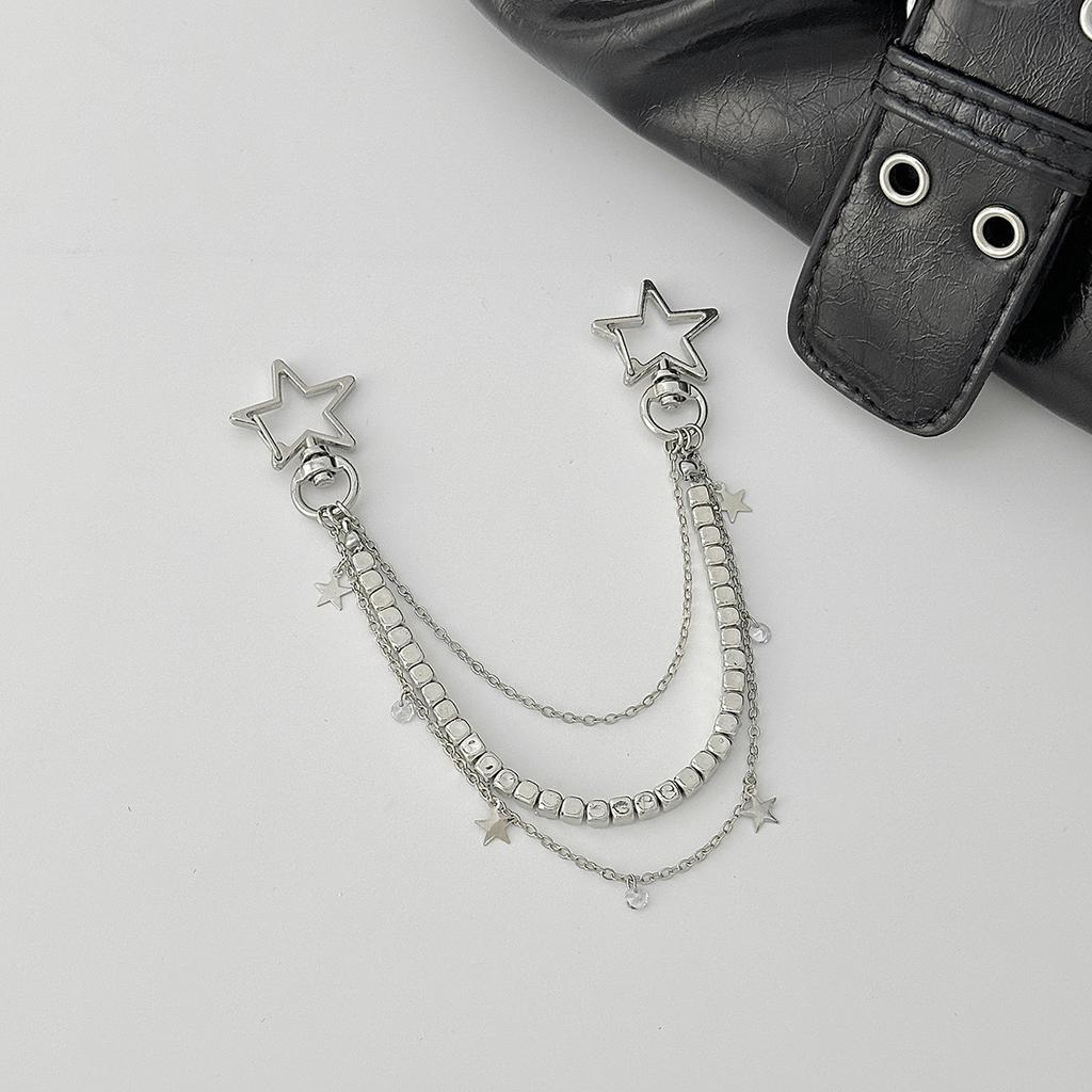 Hip Hop Cross Pentagram Bag Chain Pendant, Fashion Metal Chain Keychain Pendant